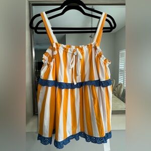 crown & ivy Orange and White Striped Tank Top